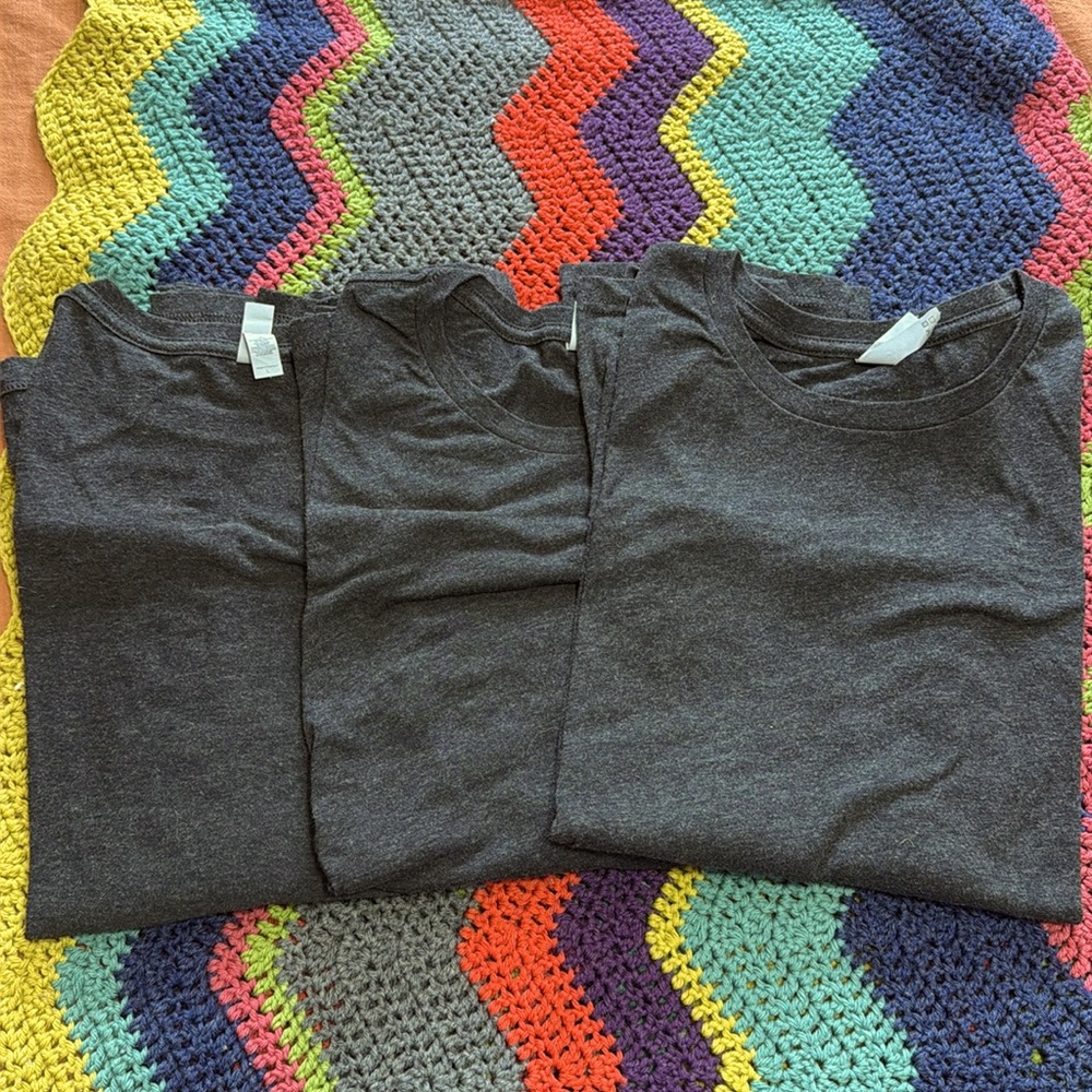 Lot of 3 Next Level Heather Black Long Sleeve Shirts - Mens L